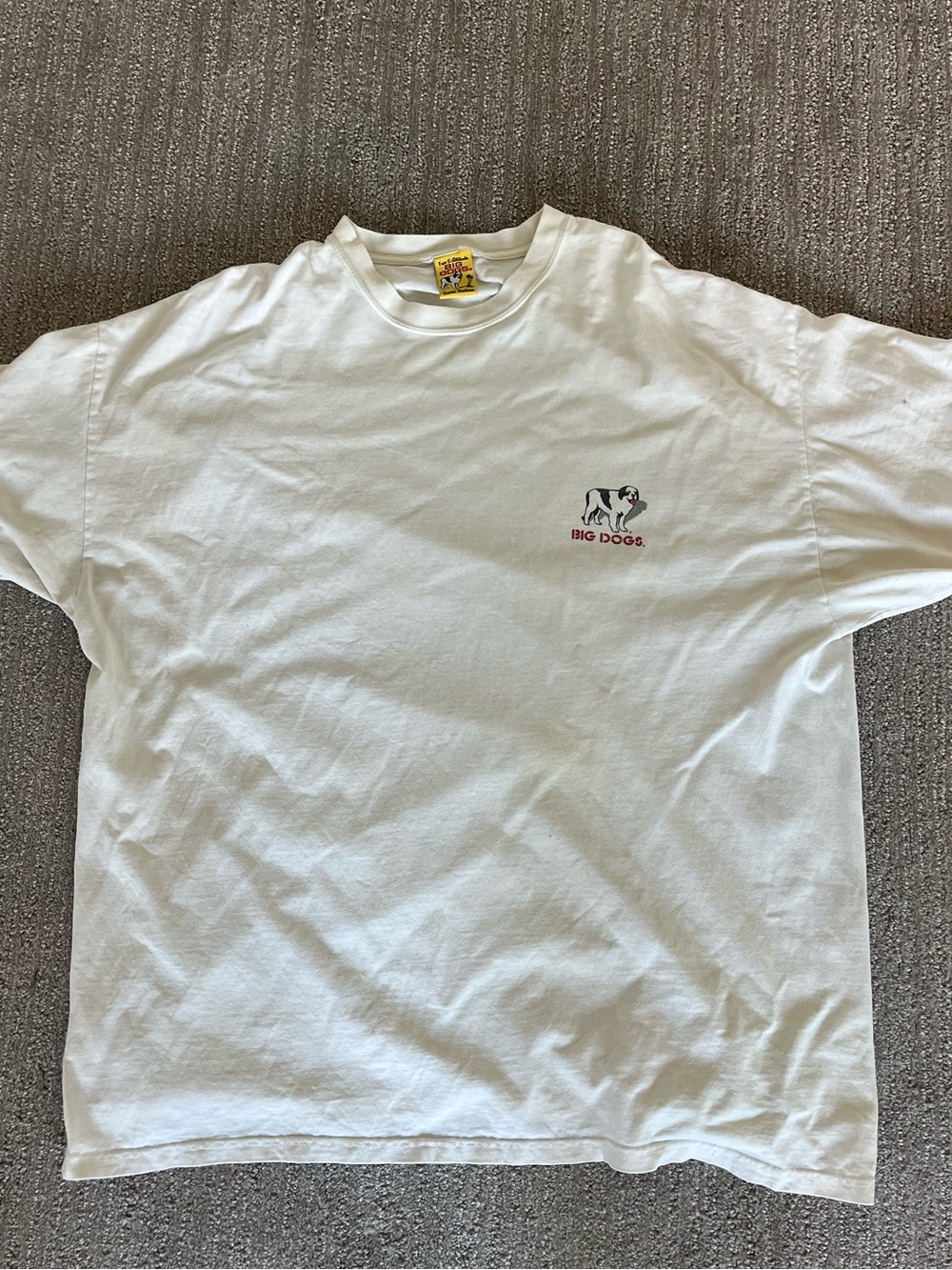Big Dogs White Crewneck T-Shirt with Small Chest Logo